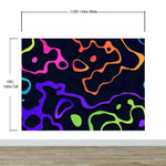 Colorful Abstract Fluid Lines Wallpaper. Peel and Stick Wall Mural. #6358