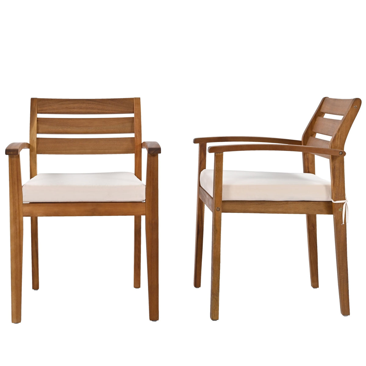 Acacia Wood Outdoor Dining Set with Ergonomic Seating - Seats 7-8