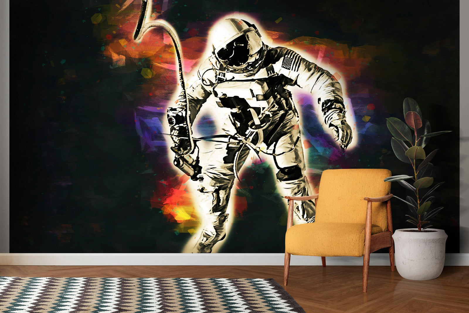 Astronaut Flowing in Space Wall Mural. NASA photo of Astronaut Edward H. White II in space. Peel and Stick Wallpaper. #6359