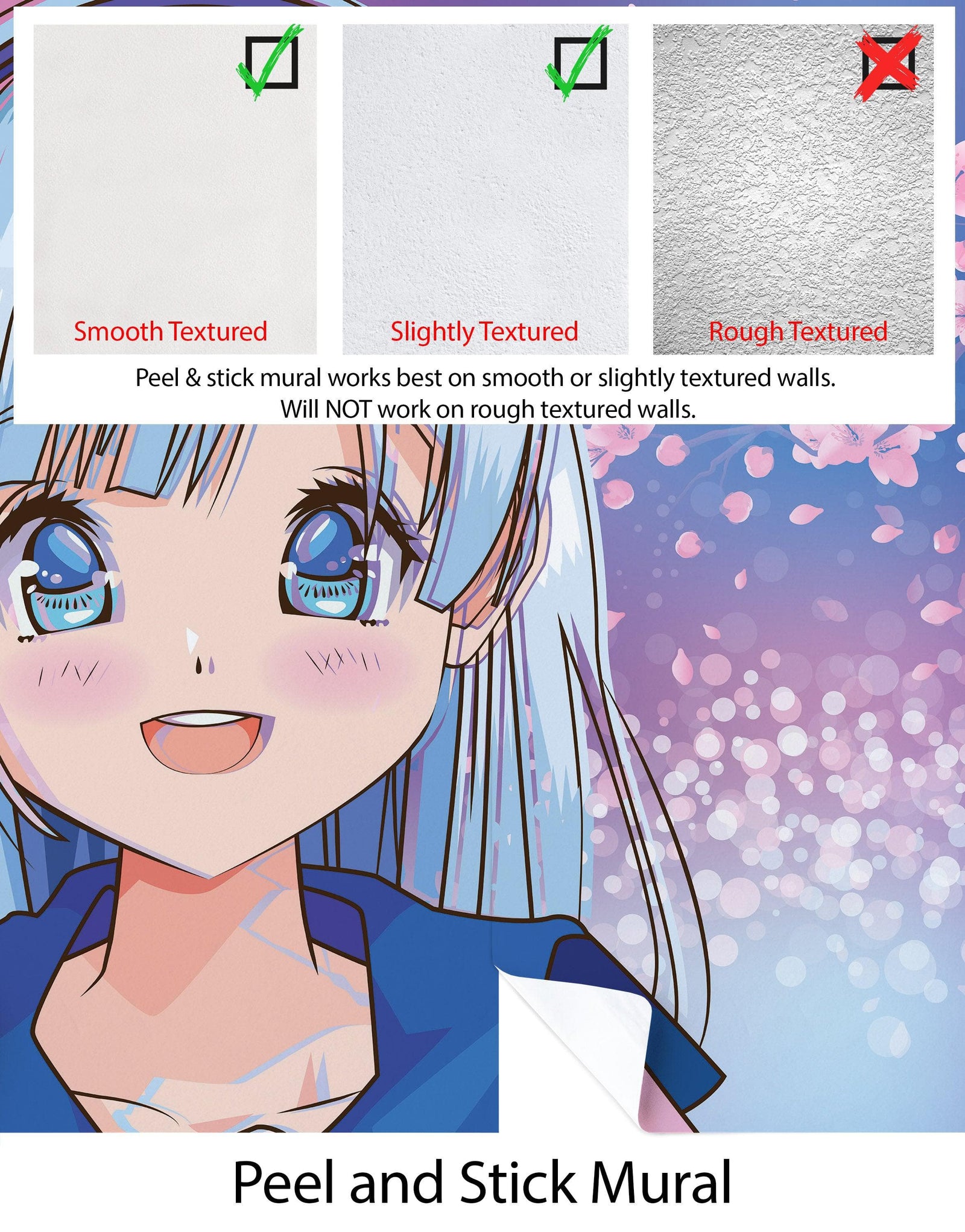 Cute Girl Anime Wall Mural. Japanese Style Animation Design. #6360