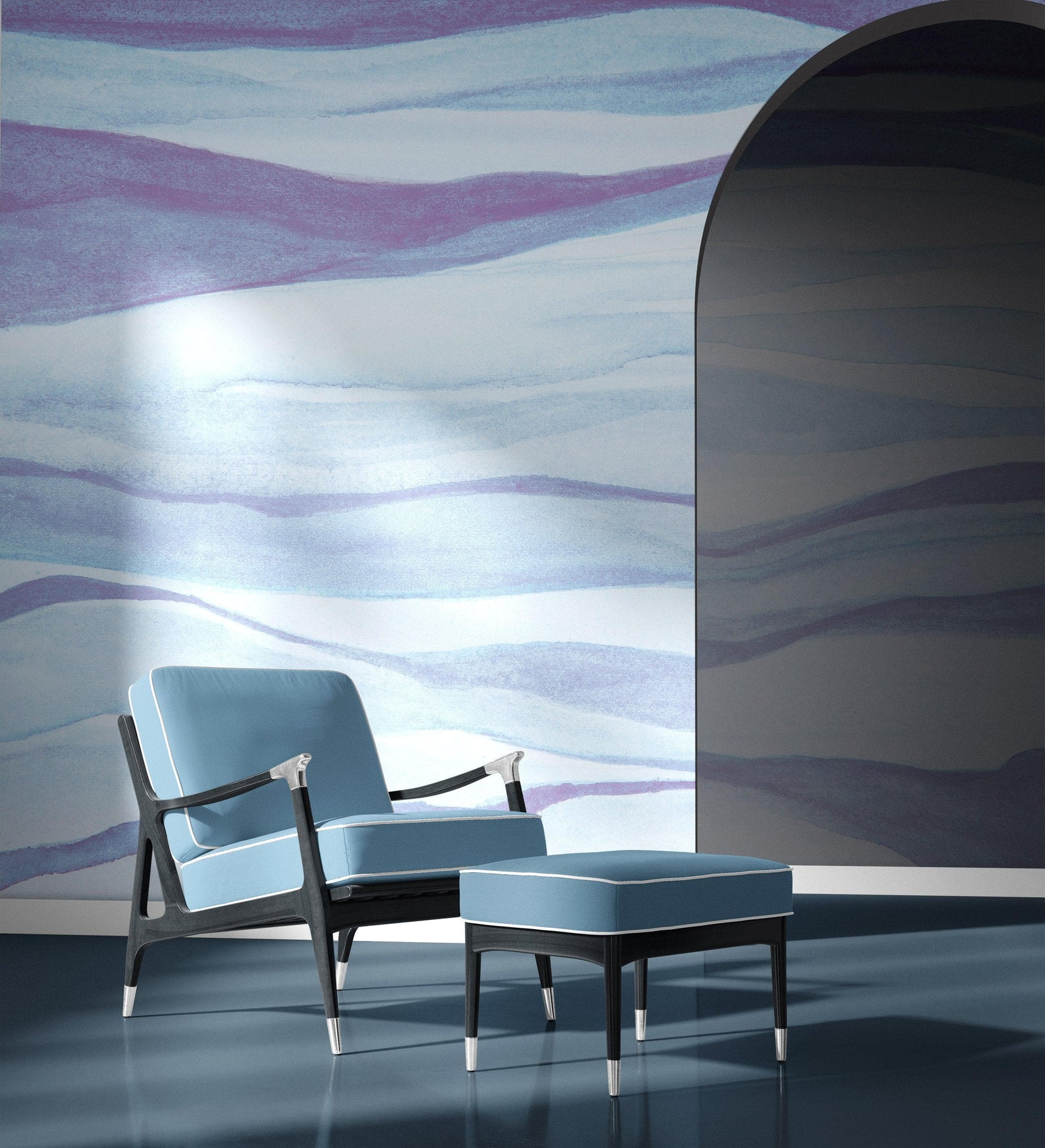 Abstract Pastel Blue Marble Granite Slate Peel and Stick Mural. #6363