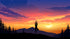 Yoga Meditating On Top of Mountain View Wall Mural. Calm Sunrise Design Peel and Stick Wallpaper. #6364