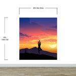 Yoga Meditating On Top of Mountain View Wall Mural. Calm Sunrise Design Peel and Stick Wallpaper. #6364