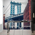 New York City Wall Mural Peel and Stick Wallpaper. Vintage Dumbo NYC. Brooklyn NY Landscape Wallpaper. #6369