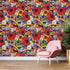 Colorful Blooming Flower Wall Mural. Tropical Floral Design Pattern Peel and Stick Wallpaper. #6370