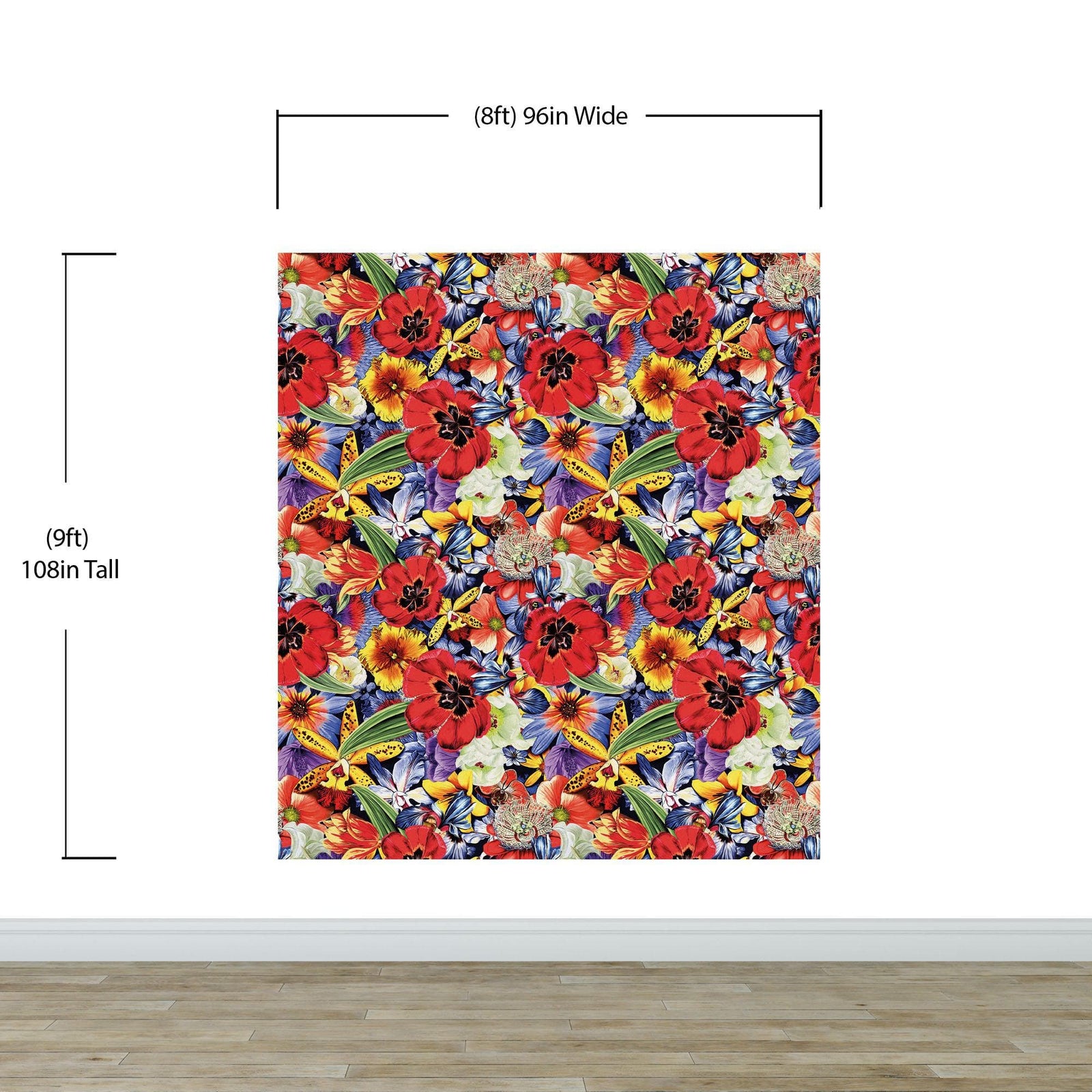 Colorful Blooming Flower Wall Mural. Tropical Floral Design Pattern Peel and Stick Wallpaper. #6370
