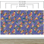 Tropical Flower Wall Mural. Paradise Botanical Flowers and Leave Purple Very Peri Color Background. #6376
