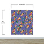 Tropical Flower Wall Mural. Paradise Botanical Flowers and Leave Purple Very Peri Color Background. #6376