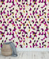 Abstract 3D Cube Shape Wall Mural. Geometric Cube Minimalistic Purple and Gold Peel and Stick Wallpaper. #6380