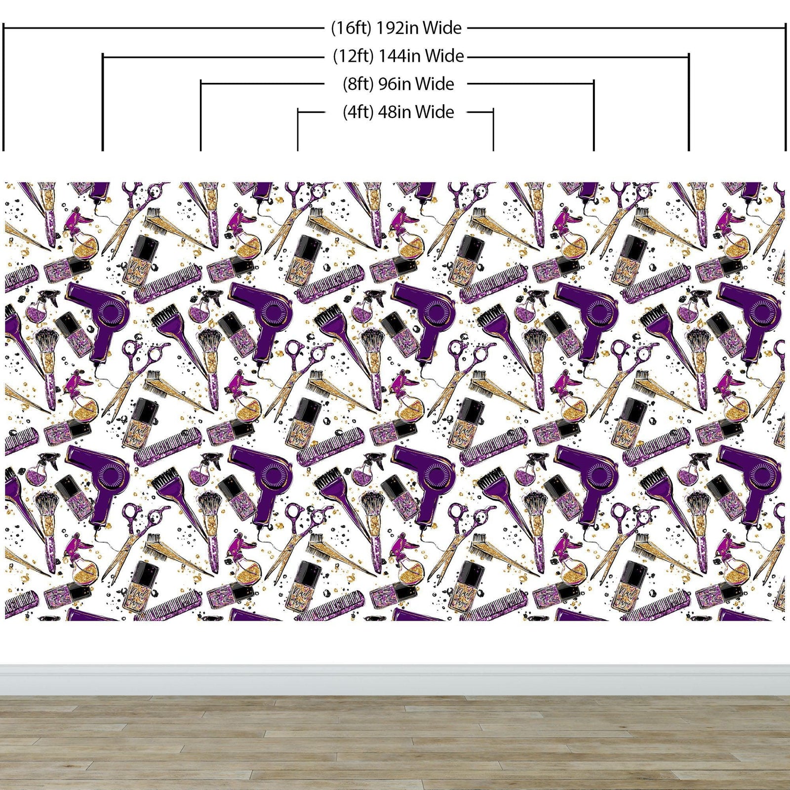 Cosmetic Beauty Room Wall Decor Mural. Fashionista Girl’s Room Decor. Makeup Vanity Decor. Peel and Stick Wallpaper. #6381