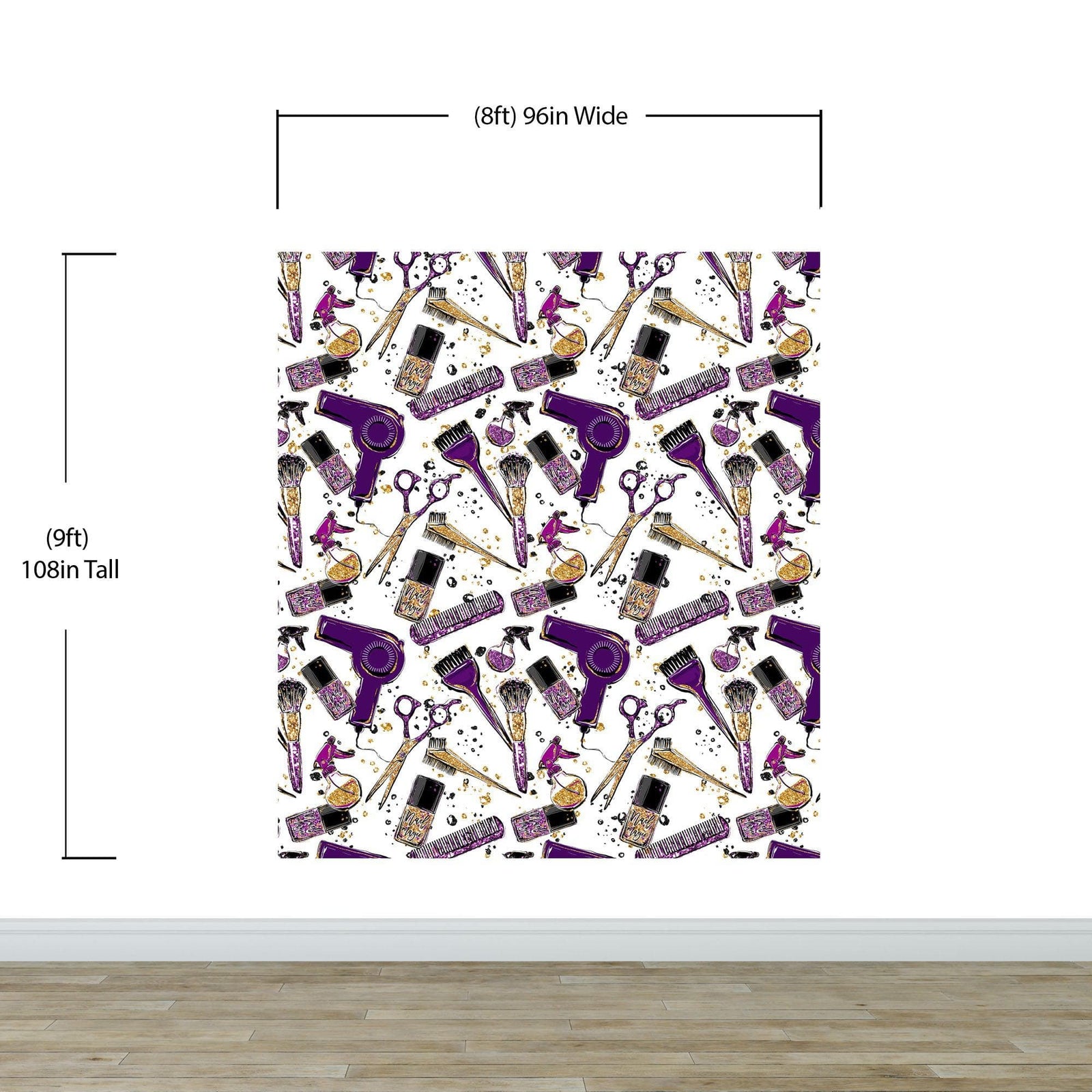 Cosmetic Beauty Room Wall Decor Mural. Fashionista Girl’s Room Decor. Makeup Vanity Decor. Peel and Stick Wallpaper. #6381