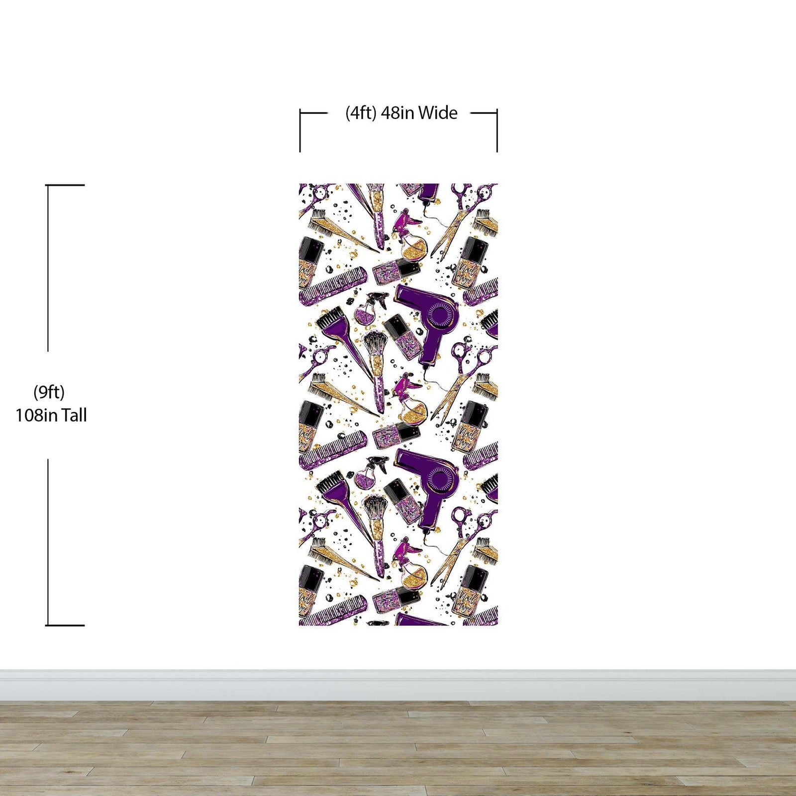 Cosmetic Beauty Room Wall Decor Mural. Fashionista Girl’s Room Decor. Makeup Vanity Decor. Peel and Stick Wallpaper. #6381