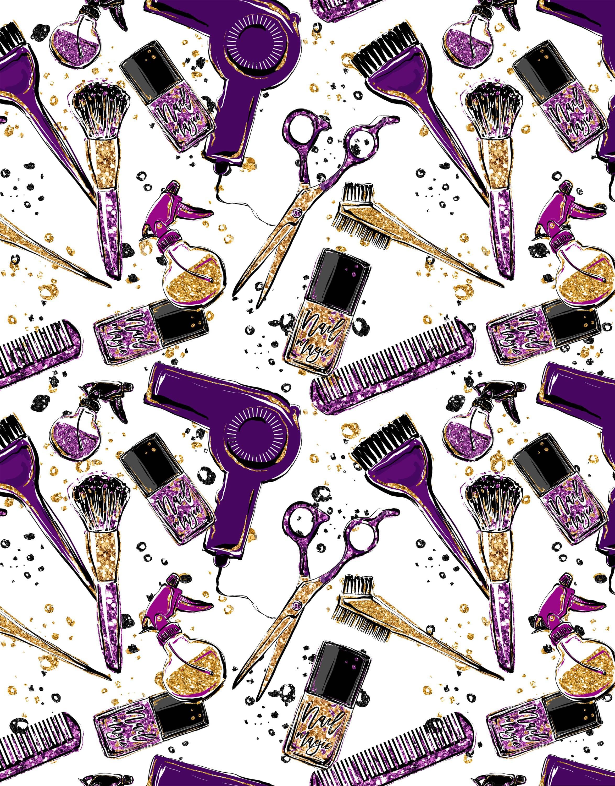 Cosmetic Beauty Room Wall Decor Mural. Fashionista Girl’s Room Decor. Makeup Vanity Decor. Peel and Stick Wallpaper. #6381