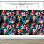 Colorful Tropical Foliage Pattern Wall Mural. Peel and Stick Wallpaper. #6382