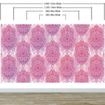 Large Floral Mandala Wall Art Wallpaper. Pink and Purple Ornament Design Peel and Stick Wall Mural. #6384