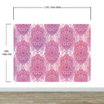 Large Floral Mandala Wall Art Wallpaper. Pink and Purple Ornament Design Peel and Stick Wall Mural. #6384
