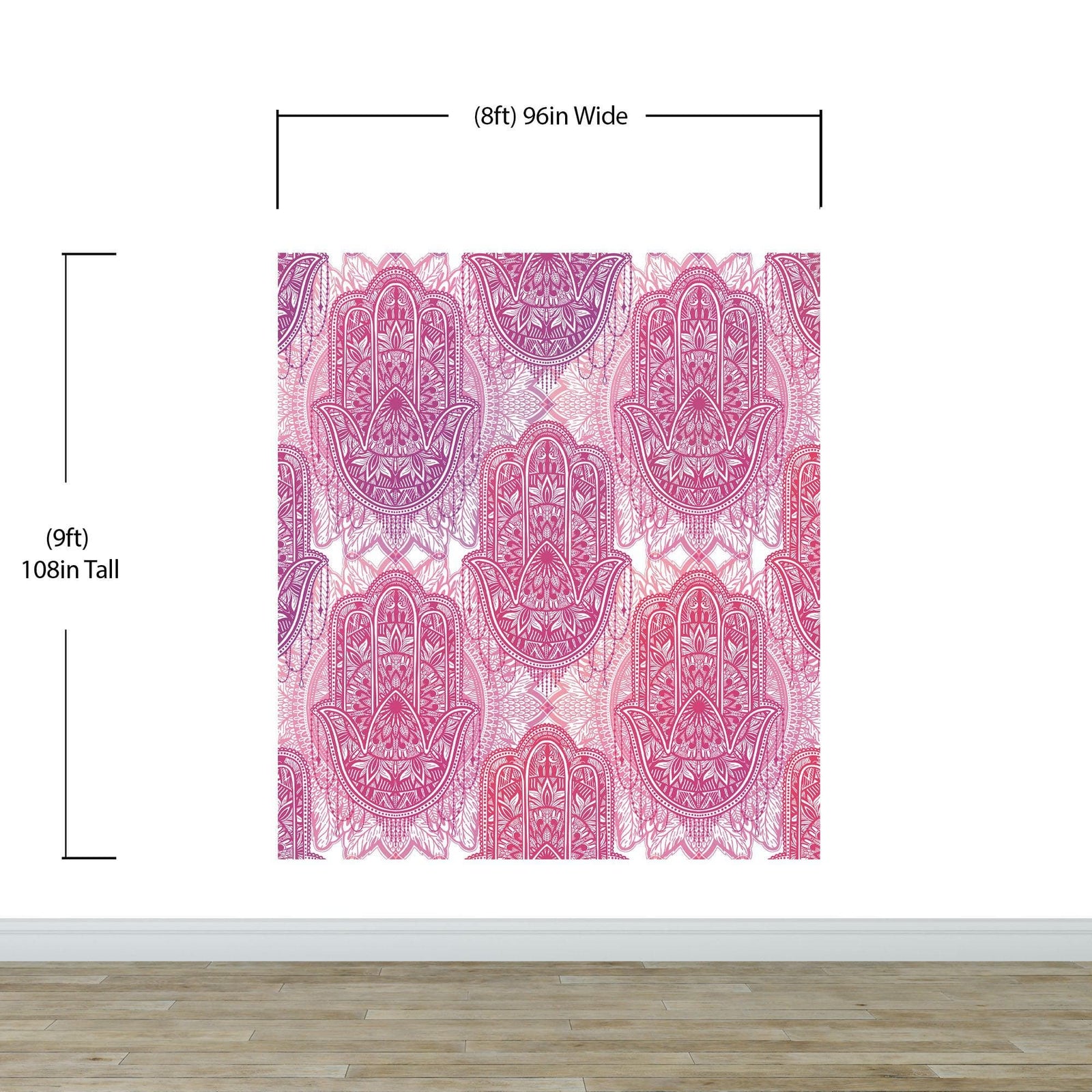 Large Floral Mandala Wall Art Wallpaper. Pink and Purple Ornament Design Peel and Stick Wall Mural. #6384