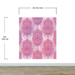 Large Floral Mandala Wall Art Wallpaper. Pink and Purple Ornament Design Peel and Stick Wall Mural. #6384