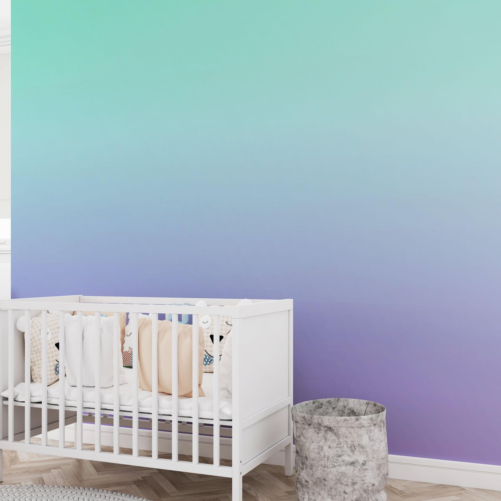 Pastel Color Wall Mural. Turquoise to Plum Purple Gradient Color Blend Design Wallpaper. #6385