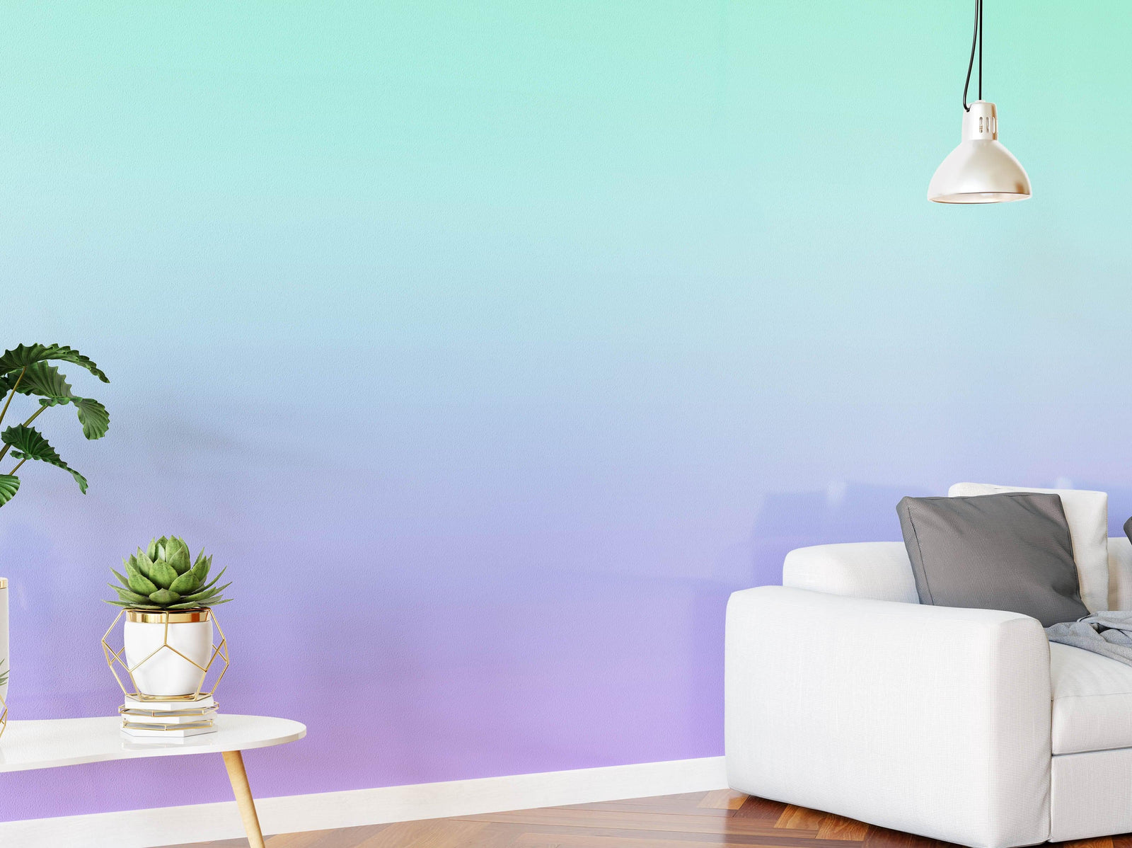 Pastel Color Wall Mural. Turquoise to Plum Purple Gradient Color Blend Design Wallpaper. #6385