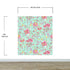Mint Color Flower Pattern Wall Mural. Tropical Botanical Floral Peel and Stick Wallpaper. #6387