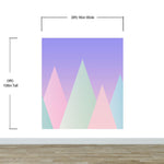 Geometric Triangular Mountain Wall Mural. Pastel Color Peel and Stick Wallpaper. #6388