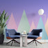 Geometric Triangular Mountain Wall Mural. Pastel Color Peel and Stick Wallpaper. #6388