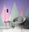 Geometric Triangular Mountain Wall Mural. Pastel Color Peel and Stick Wallpaper. #6388