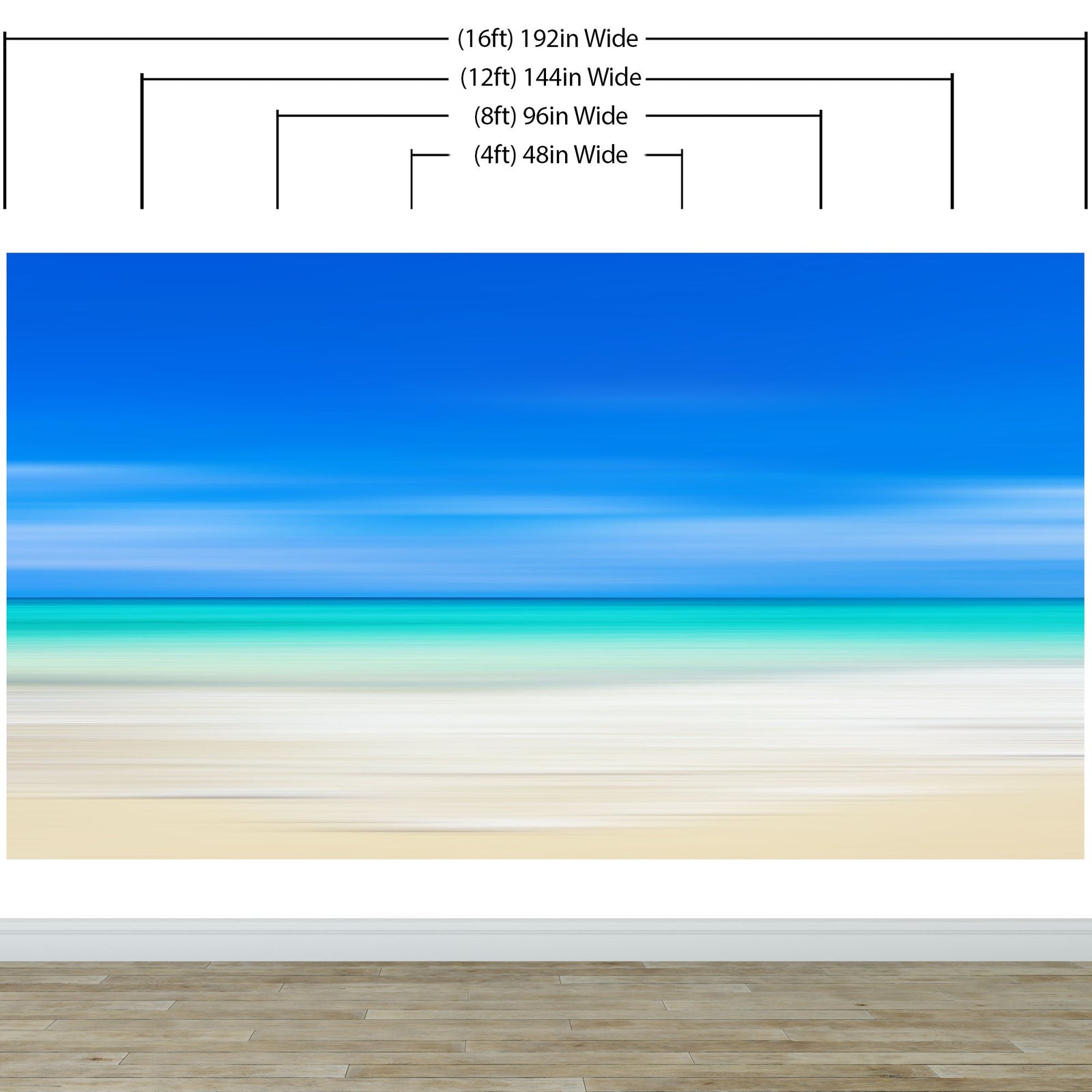 Tropical Beach Wall Mural. Abstract Blur View of Coastline Peel and Stick Wallpaper. #6389
