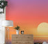 Orange Sunset Over Beach Wall Mural. Blurred Abstract Sunset Over Coastline. #6393