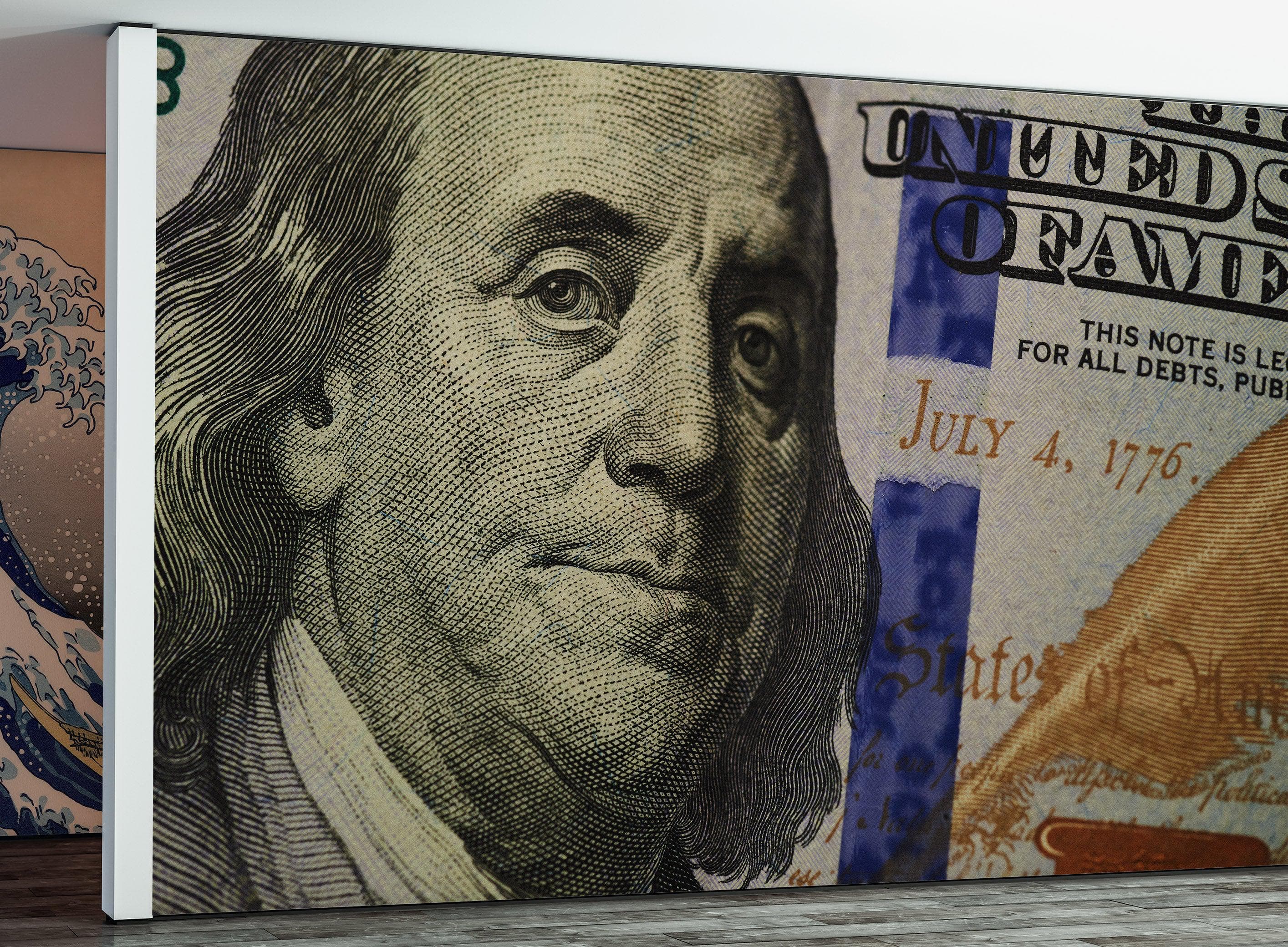 Money Wallpaper. Benjamin Franklin 100 Dollar Bill Wall Mural. #6399