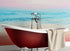 Pastel Color Sunset over the Ocean Horizon Wall Mural. Beach Theme Peel and Stick Wallpaper. #6400