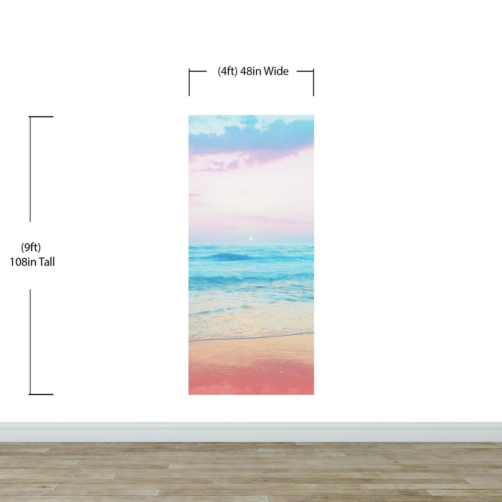 Pastel Color Sunset over the Ocean Horizon Wall Mural. Beach Theme Peel and Stick Wallpaper. #6400