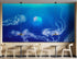 Jellyfish Floating Underwater Wall Mural. Deep Blue Ocean Peel and Stick Wallpaper. #6405