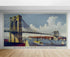 Vintage Brooklyn Bridge Illustration Wallpaper Mural - The Great East River Suspension Bridge. #6408