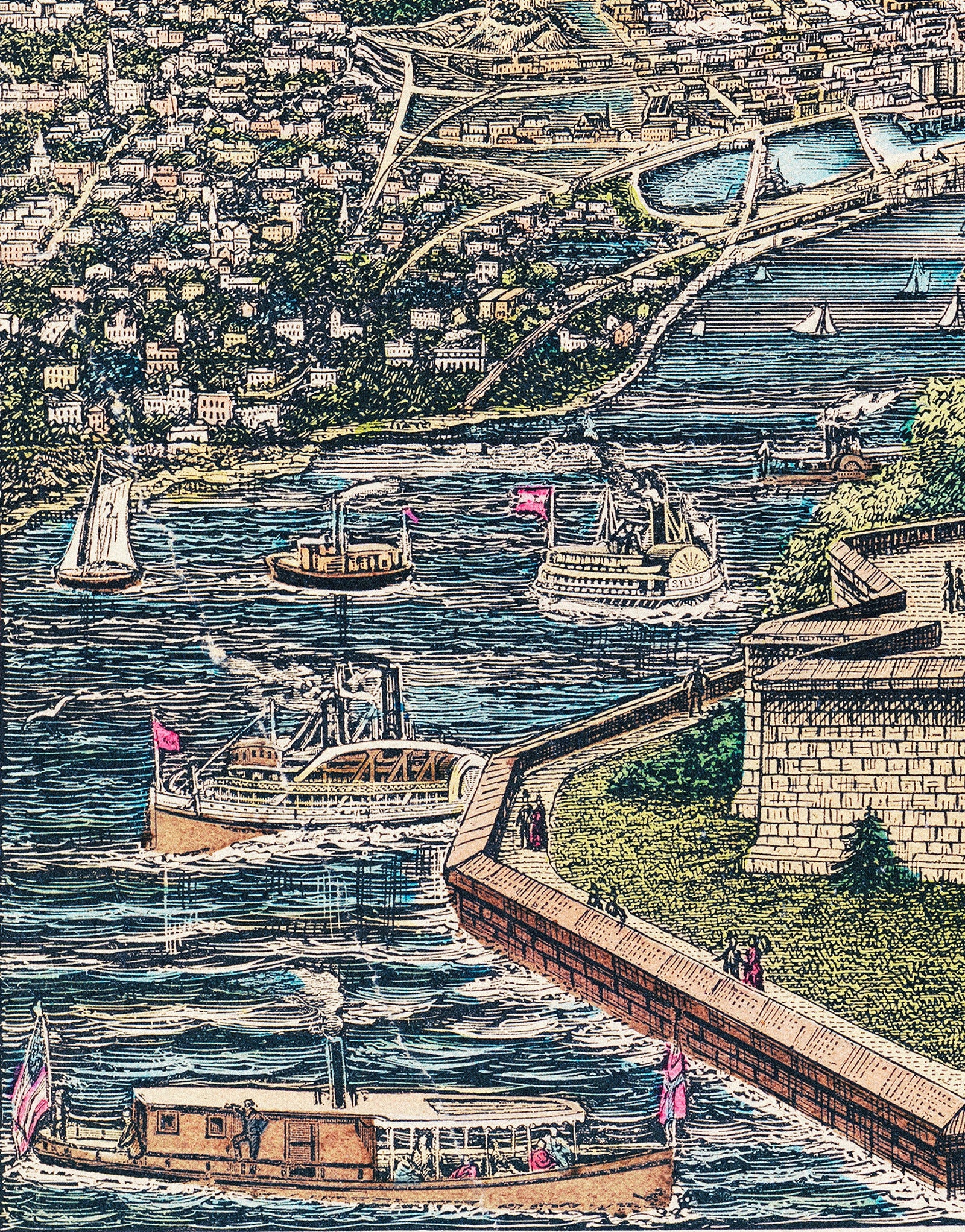 Vintage Illustration of the Statue of Liberty Wall Mural. The Great Bartholdi Statue, Liberty Enlightening the World Peel and Stick Wallpaper. #6409