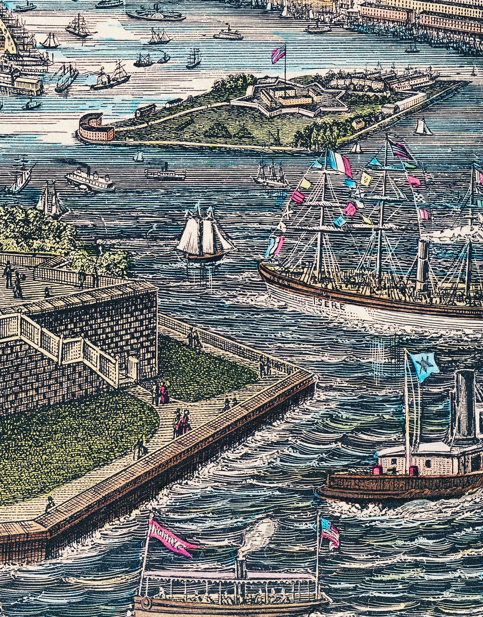 Vintage Illustration of the Statue of Liberty Wall Mural. The Great Bartholdi Statue, Liberty Enlightening the World Peel and Stick Wallpaper. #6409