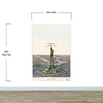 Vintage Illustration of the Statue of Liberty Wall Mural. The Great Bartholdi Statue, Liberty Enlightening the World Peel and Stick Wallpaper. #6409