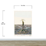 Vintage Illustration of the Statue of Liberty Wall Mural. The Great Bartholdi Statue, Liberty Enlightening the World Peel and Stick Wallpaper. #6409