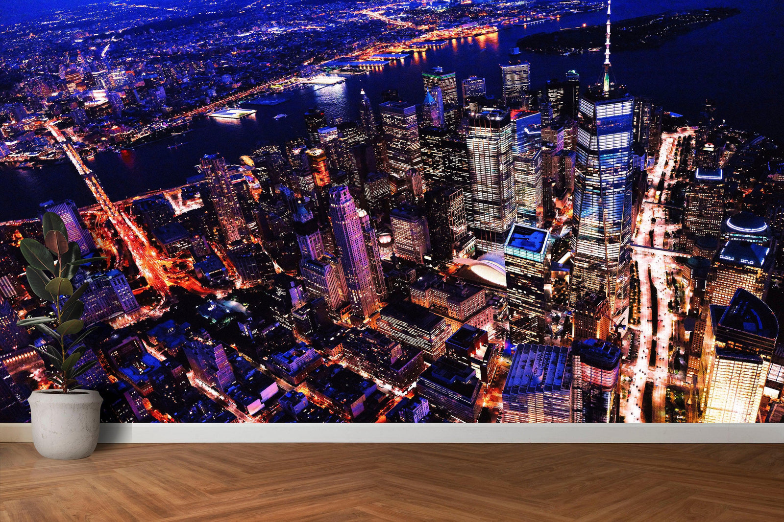 New York City Cyber Punk Synth Wave Wall Mural. 80’s Synth Wave Pop Style Bright Color Wallpaper. #6414