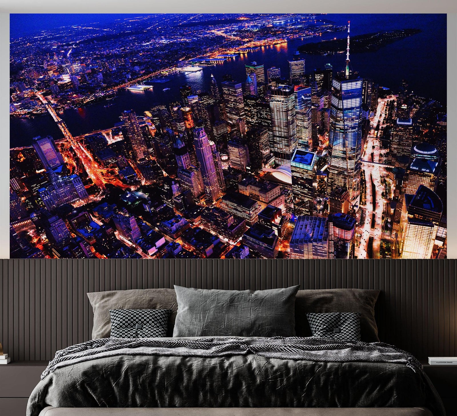 New York City Cyber Punk Synth Wave Wall Mural. 80’s Synth Wave Pop Style Bright Color Wallpaper. #6414