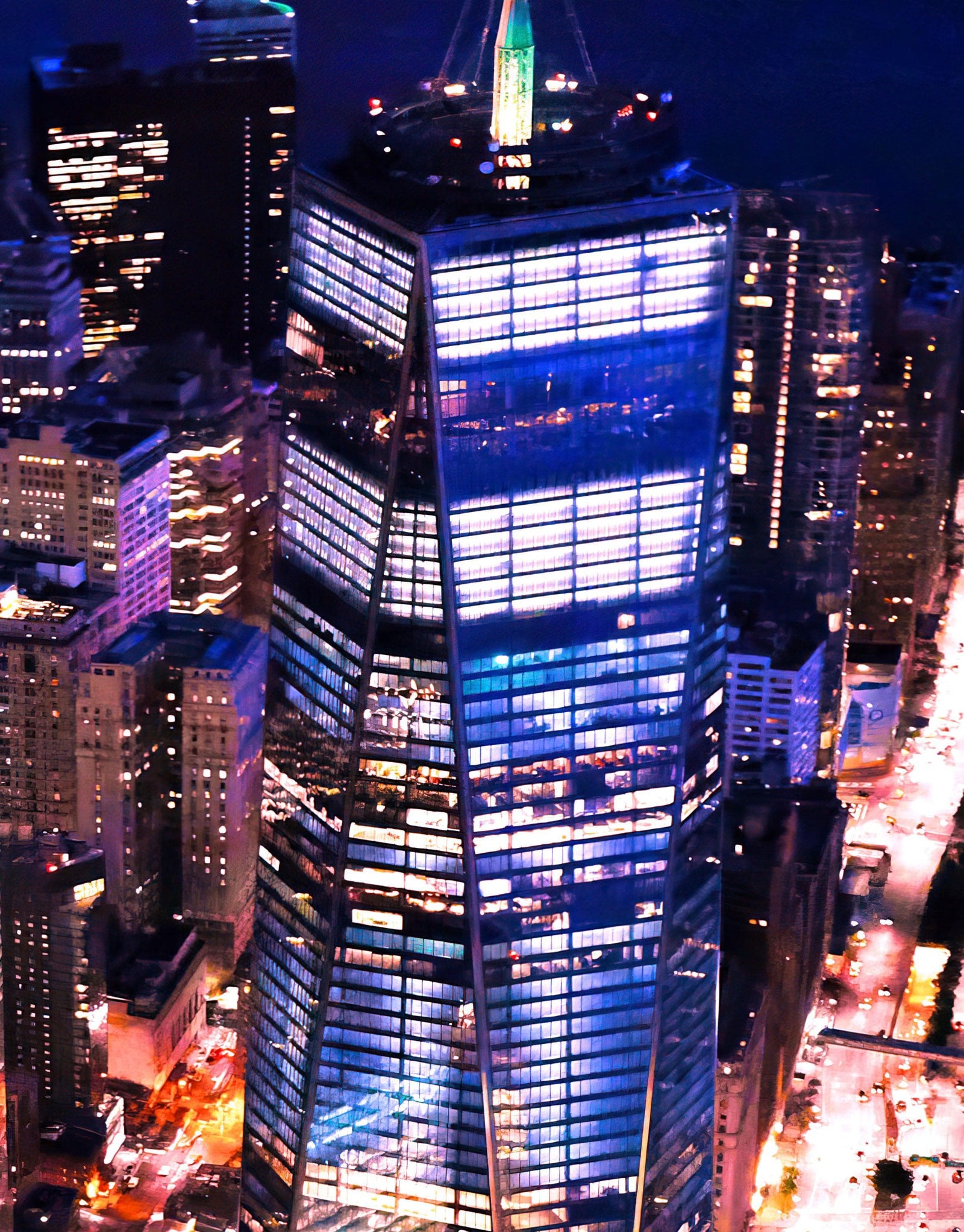 New York City Cyber Punk Synth Wave Wall Mural. 80’s Synth Wave Pop Style Bright Color Wallpaper. #6414