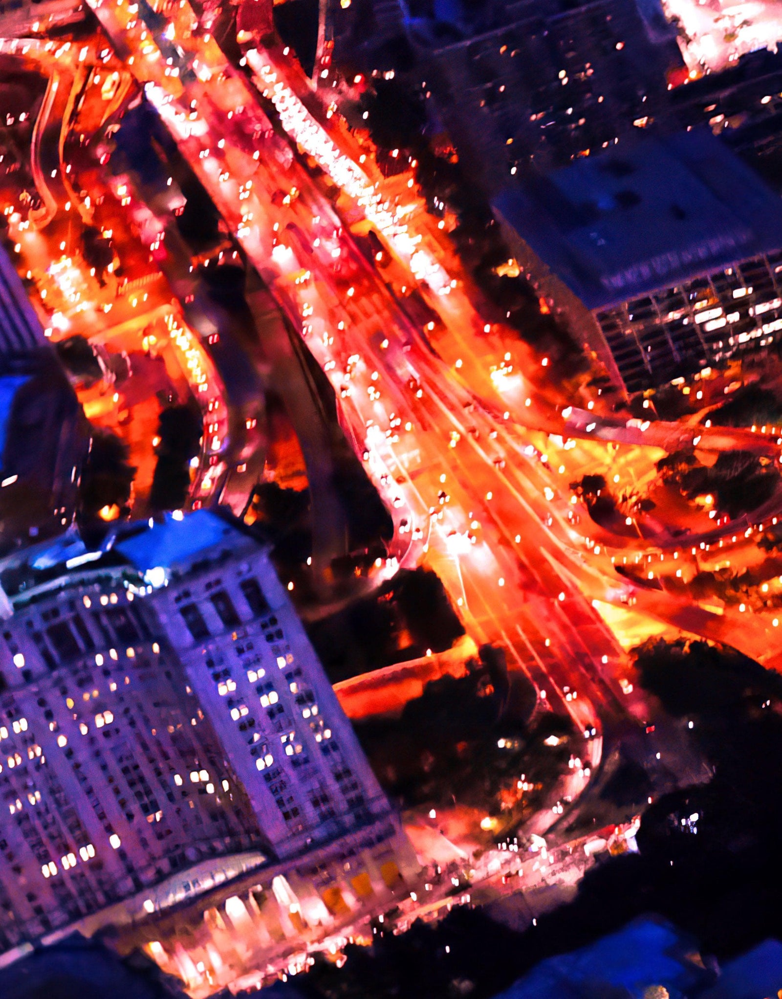 New York City Cyber Punk Synth Wave Wall Mural. 80’s Synth Wave Pop Style Bright Color Wallpaper. #6414