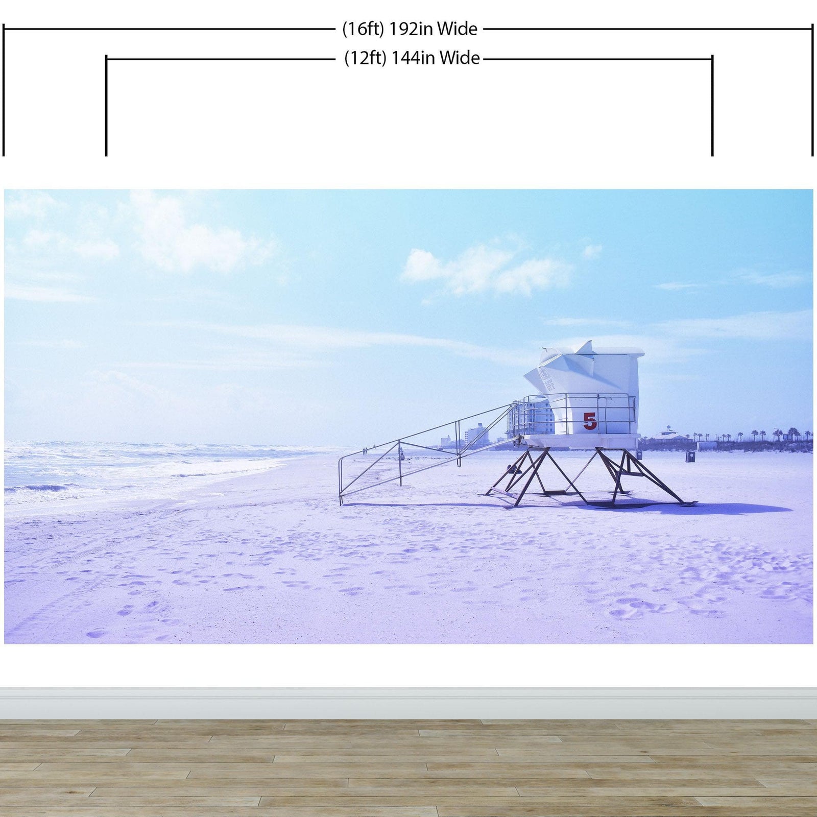 Lifeguard Tower on Pensacola Beach Wall Mural. Pastel Color Theme Peel and Stick Wallpaper. #6415