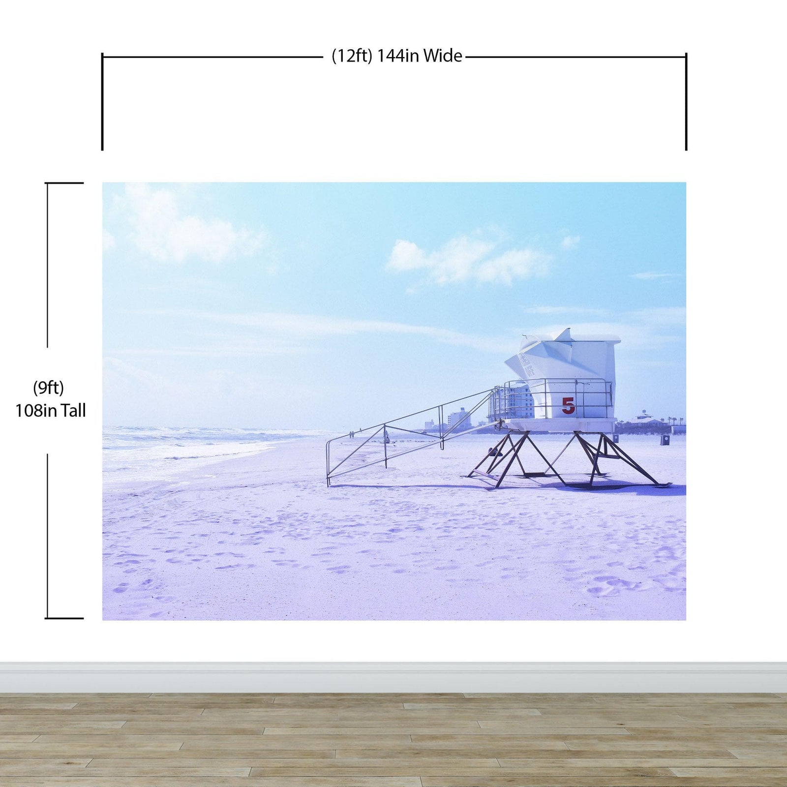 Lifeguard Tower on Pensacola Beach Wall Mural. Pastel Color Theme Peel and Stick Wallpaper. #6415