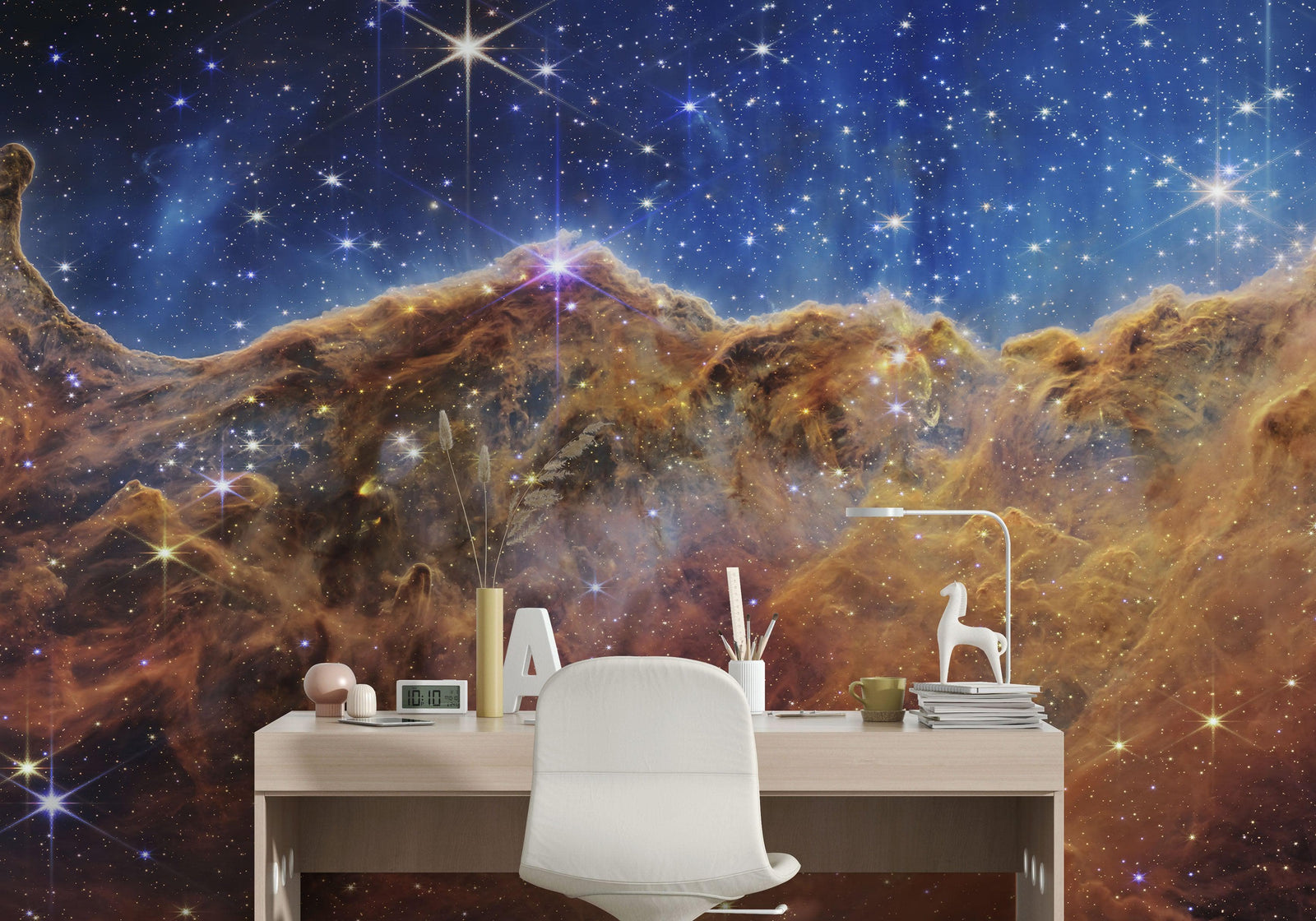 Cosmic Cliffs in the Carina Nebula Photo (NIRCam Image) from NASA, ESA, CSA, STScI. Galaxy Nebula Space Wall Mural | Peel and Stick Wallpaper.  #6421