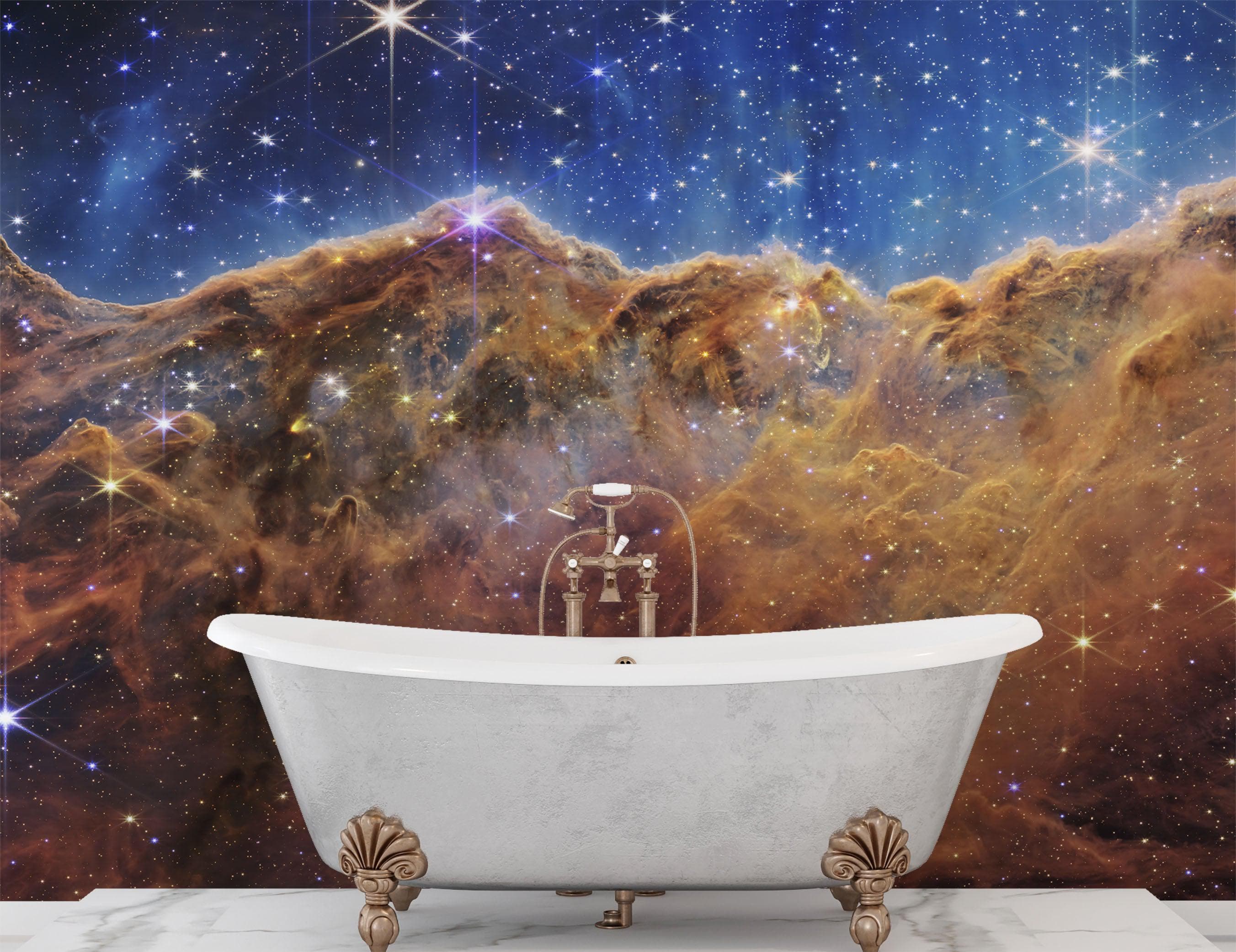 Cosmic Cliffs in the Carina Nebula Photo (NIRCam Image) from NASA, ESA, CSA, STScI. Galaxy Nebula Space Wall Mural | Peel and Stick Wallpaper.  #6421