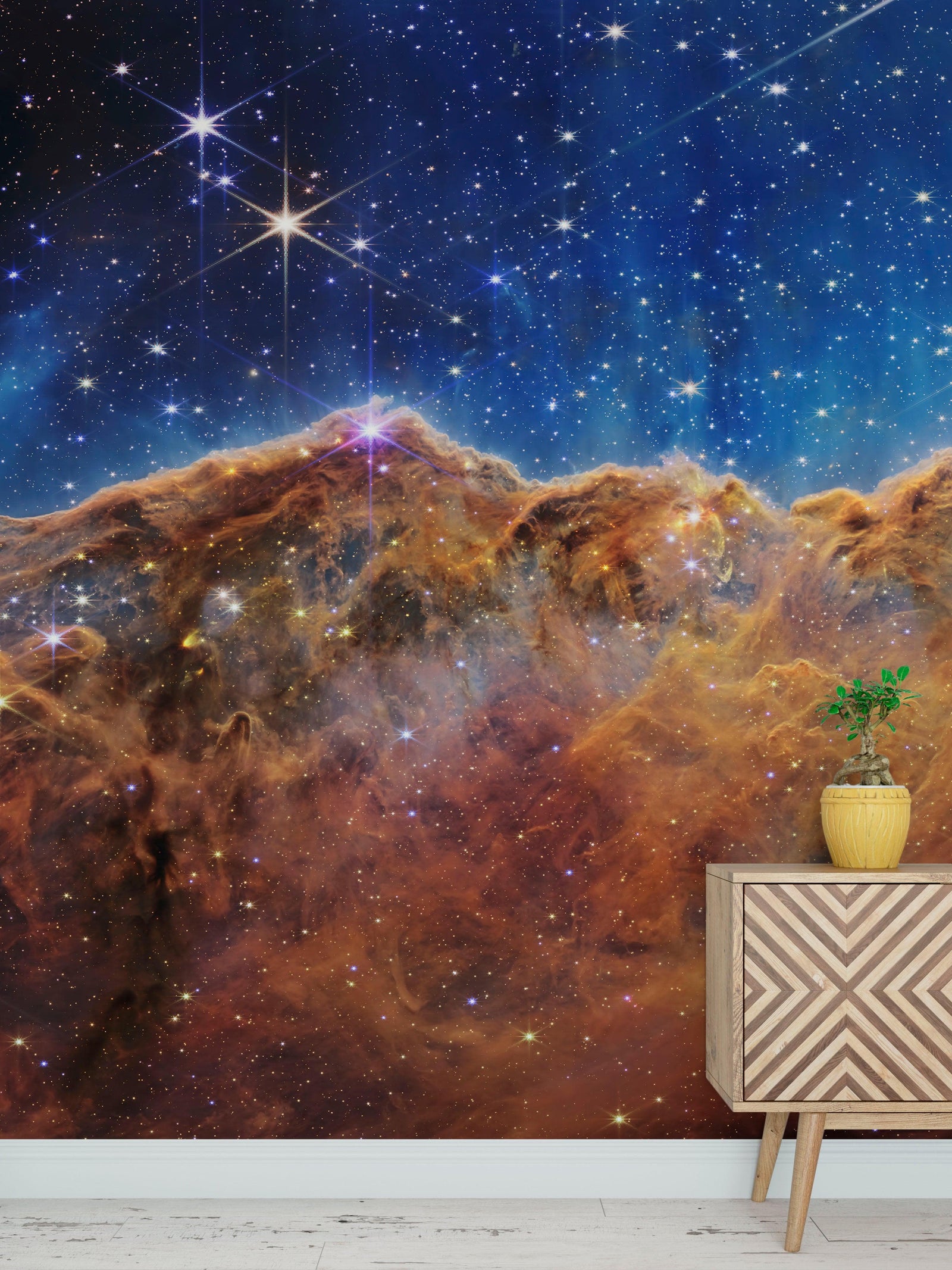 Cosmic Cliffs in the Carina Nebula Photo (NIRCam Image) from NASA, ESA, CSA, STScI. Galaxy Nebula Space Wall Mural | Peel and Stick Wallpaper.  #6421