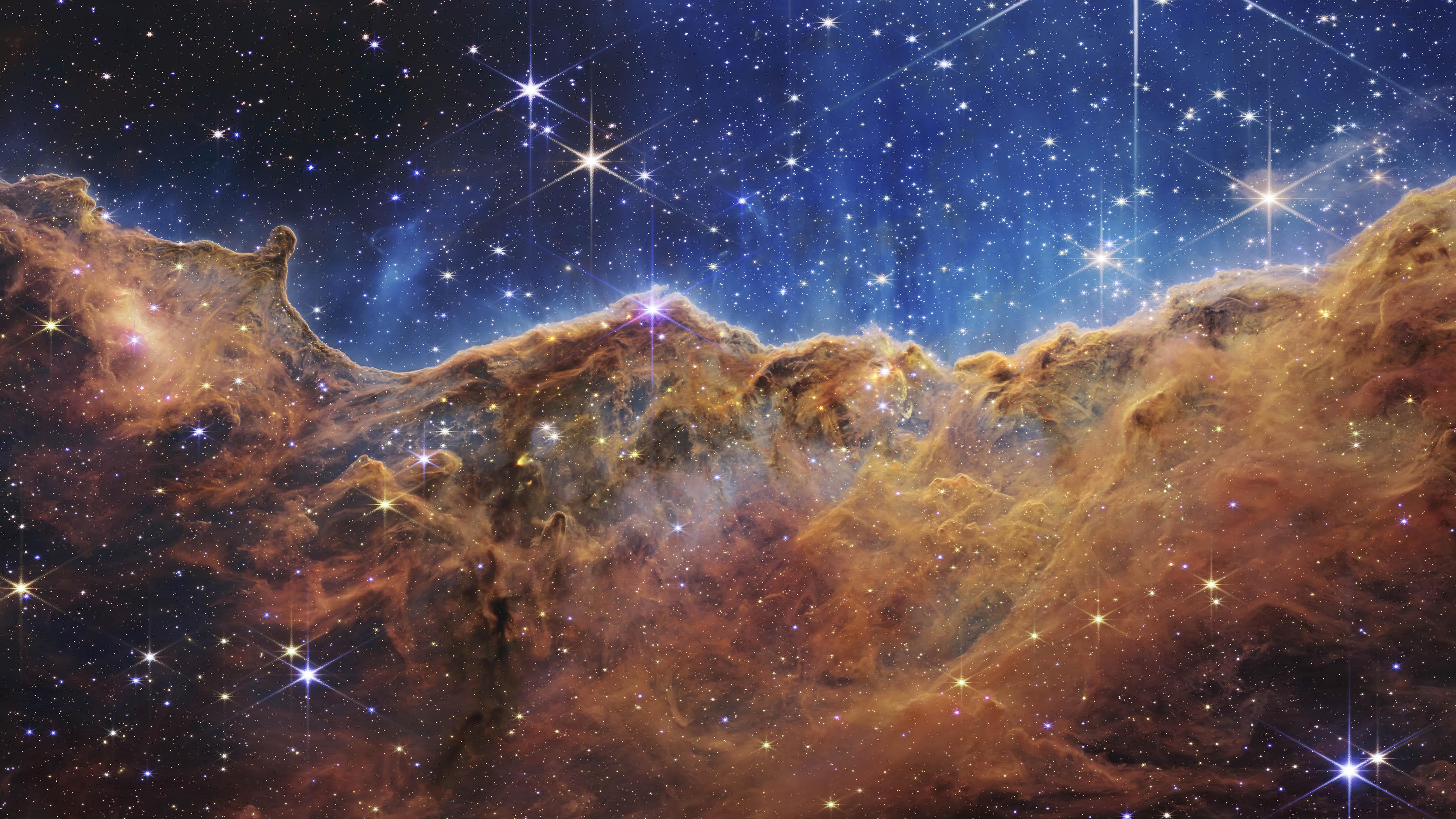 Cosmic Cliffs in the Carina Nebula Photo (NIRCam Image) from NASA, ESA, CSA, STScI. Galaxy Nebula Space Wall Mural | Peel and Stick Wallpaper.  #6421