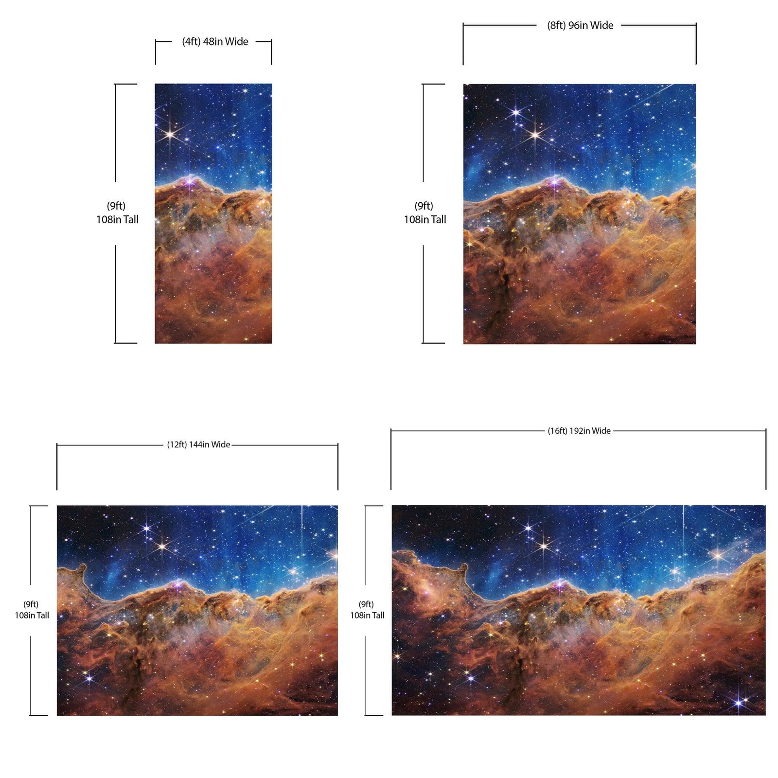 Cosmic Cliffs in the Carina Nebula Photo (NIRCam Image) from NASA, ESA, CSA, STScI. Galaxy Nebula Space Wall Mural | Peel and Stick Wallpaper.  #6421